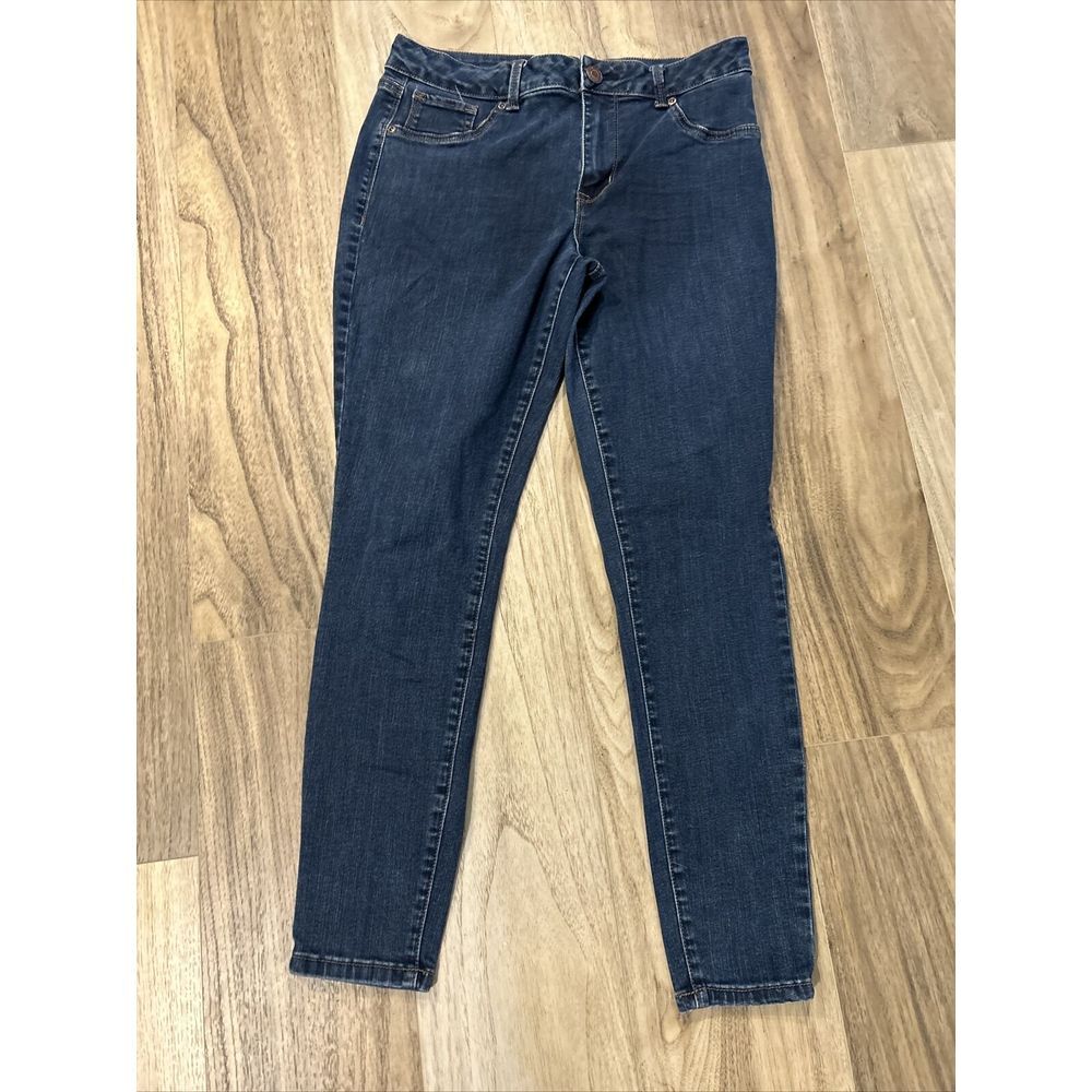 Maurices Women's Size L‎ Blue High Rise Dark Cotton Blend Stretch Jeggings 33x28